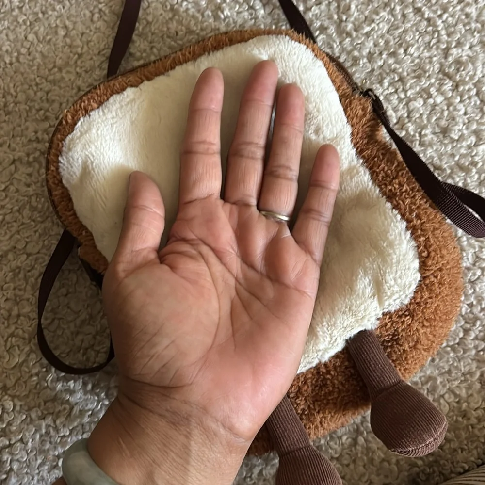 ♥️… Jellycat Cute Toast-Shaped Kids Bag - Brown and White
